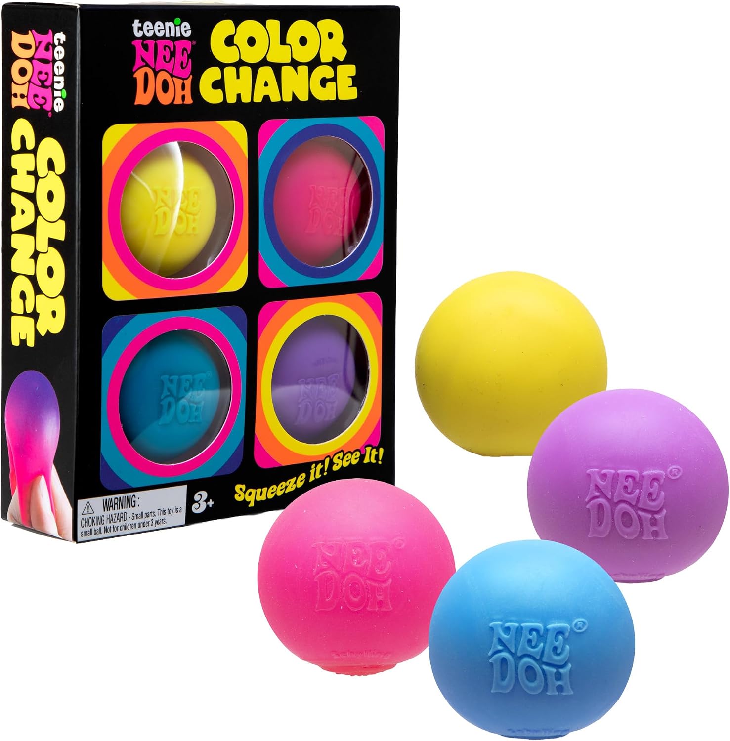 Needoh Teenie Color Change Needoh - Sensory Squeeze Toy - 4 Pack
