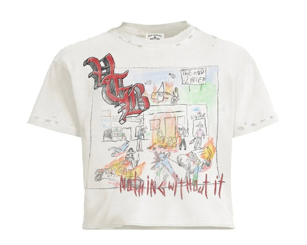 Vertabrae Burn Notice Distressed T-Shirt White