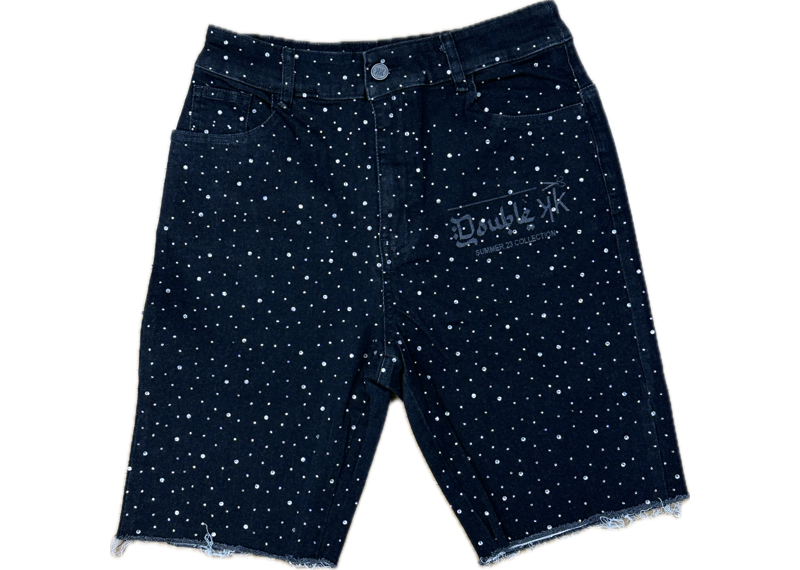 Double K Jorts Rhinestones Black