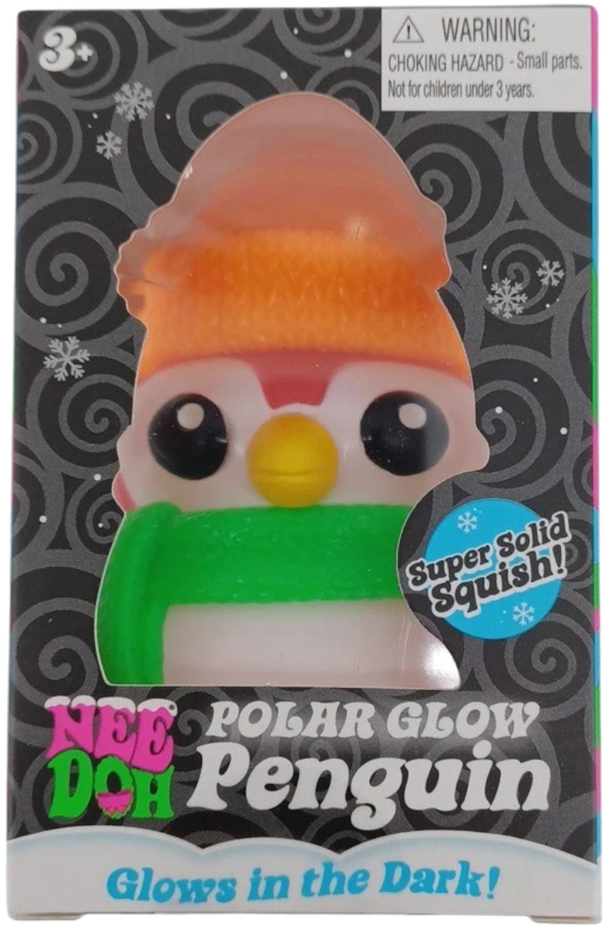 NeeDoh Polar Glow Penguin (Super Solid Squish Sticker) Squishy Fidget Toy Pink