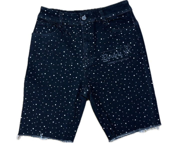 Double K Jorts Rhinestones Black