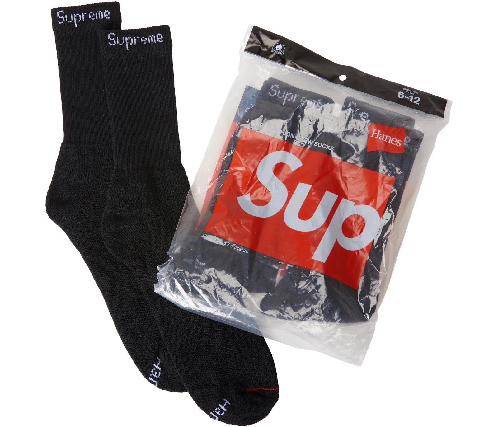 Supreme Hanes Socks (4 Pack) Black