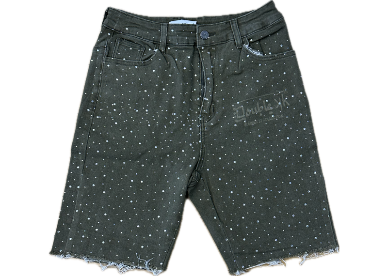 Double K Jorts Rhinestone Olive