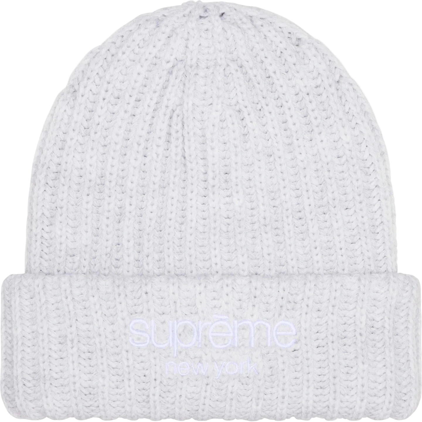 Supreme Chunky Rib Classic Logo Beanie Ash Grey