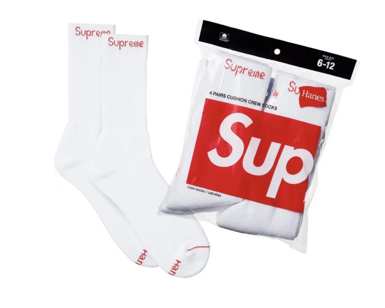 Supreme Hanes Crew Socks Crew Socks (4 Pack) White