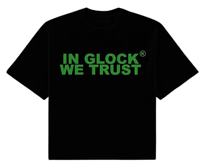 In Glock We Trust Oversized Black Green Tee