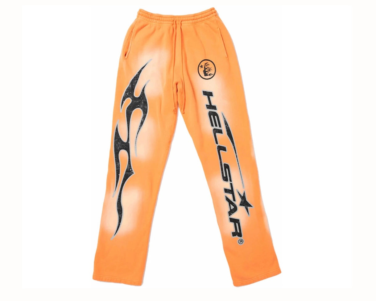 Hellstar Fire Orange Flare Bottom Sweatpants Orange Dye
