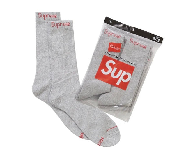 Supreme Hanes Socks (4 Pack) Heather Grey