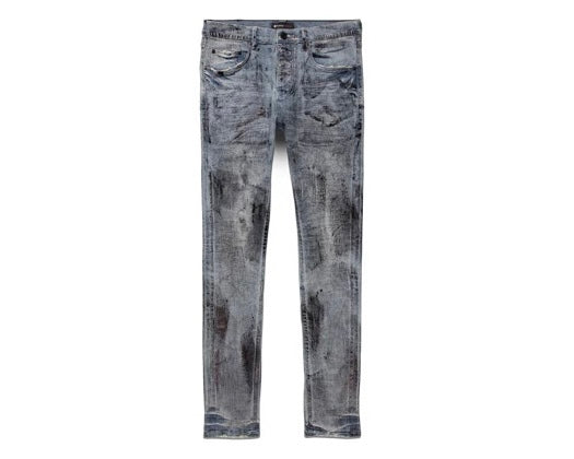 Purple Brand P001 Low Rise Skinny Jean Indigo x Ray with Black Foil