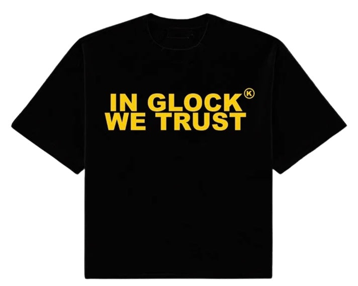 In Glock We Trust Oversized Black Yellow Tee