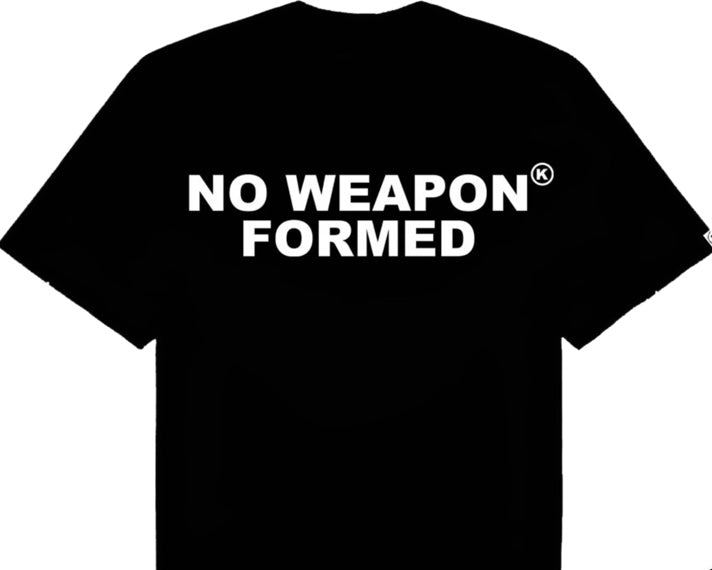 No Weapon Formed Black White Tee