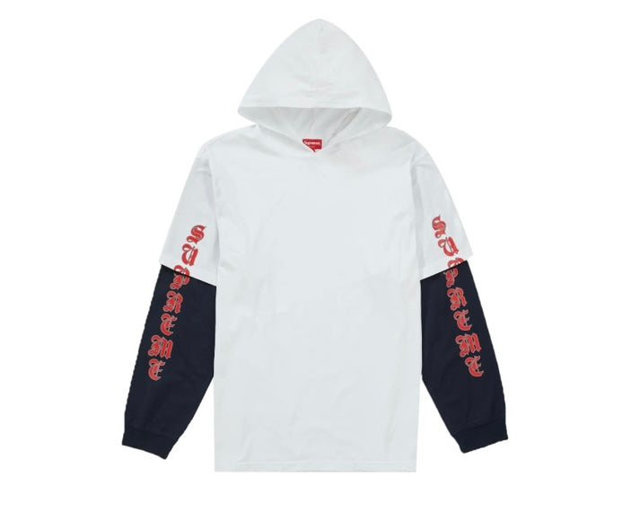 Supreme Layered Hooded L/S Top White