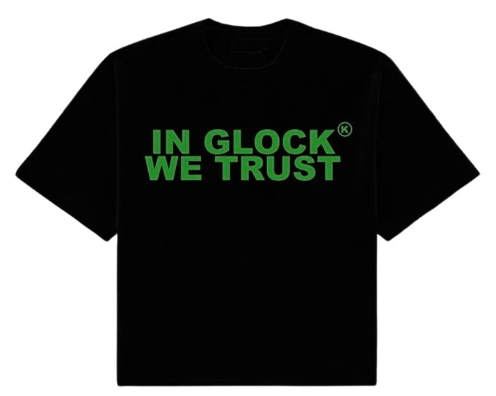 In Glock We Trust Oversized Black Green Tee