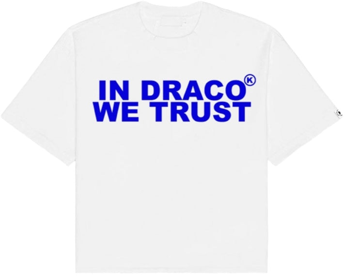 In Draco We Trust Oversized Tee White Blue