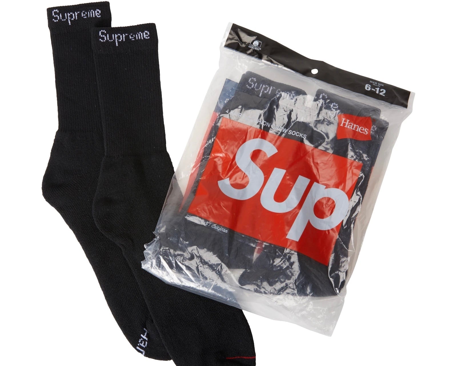 Supreme Hanes Socks (4 Pack) Black