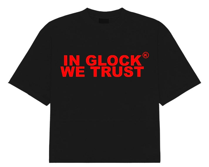 In Glock We Trust Oversized Black Red Tee