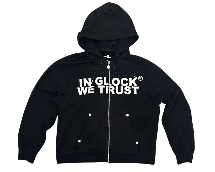 In Glock We Trust Oversized Black Zip Up