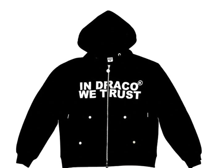 In Draco We Trust Oversized Black Zip Up