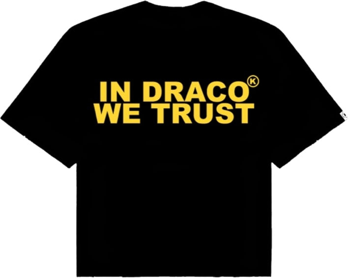 In Draco We Trust Oversized Tee Black Yellow