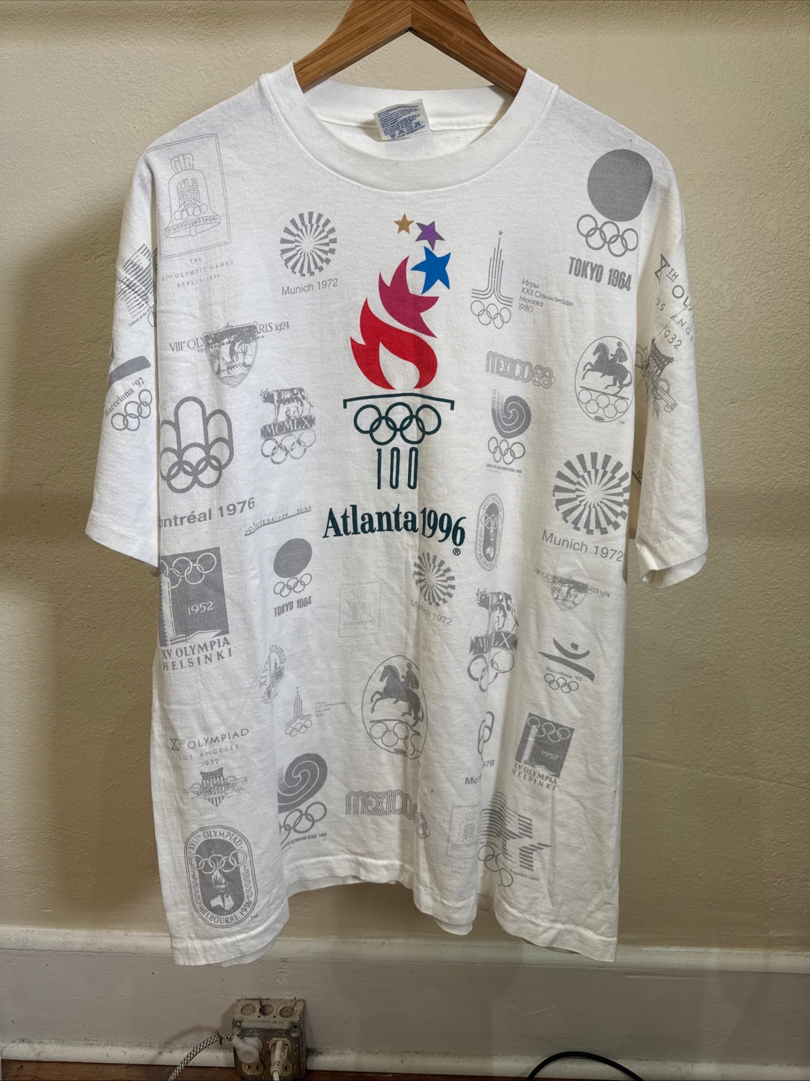 Vintage 1996 Centennial Olympics Tee Depicting Multiple Olympic Games Atlanta