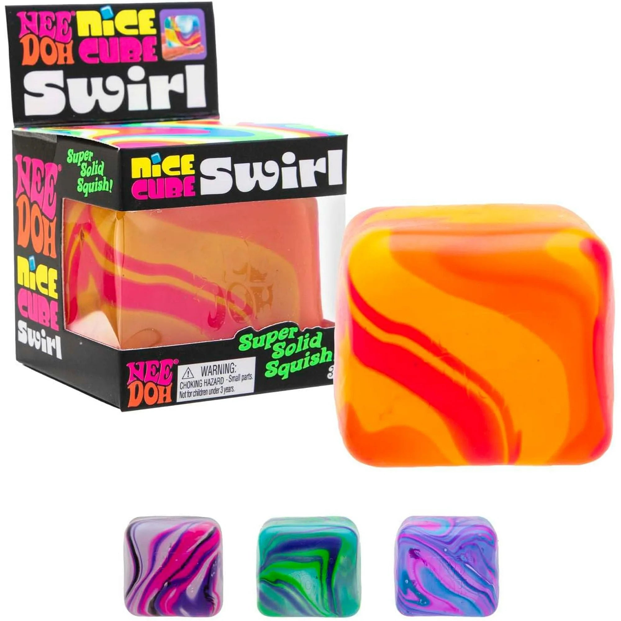 NeeDoh Swirl Nice Cube, Satisfying Square Shaped Sensory Toy, Colors May Vary