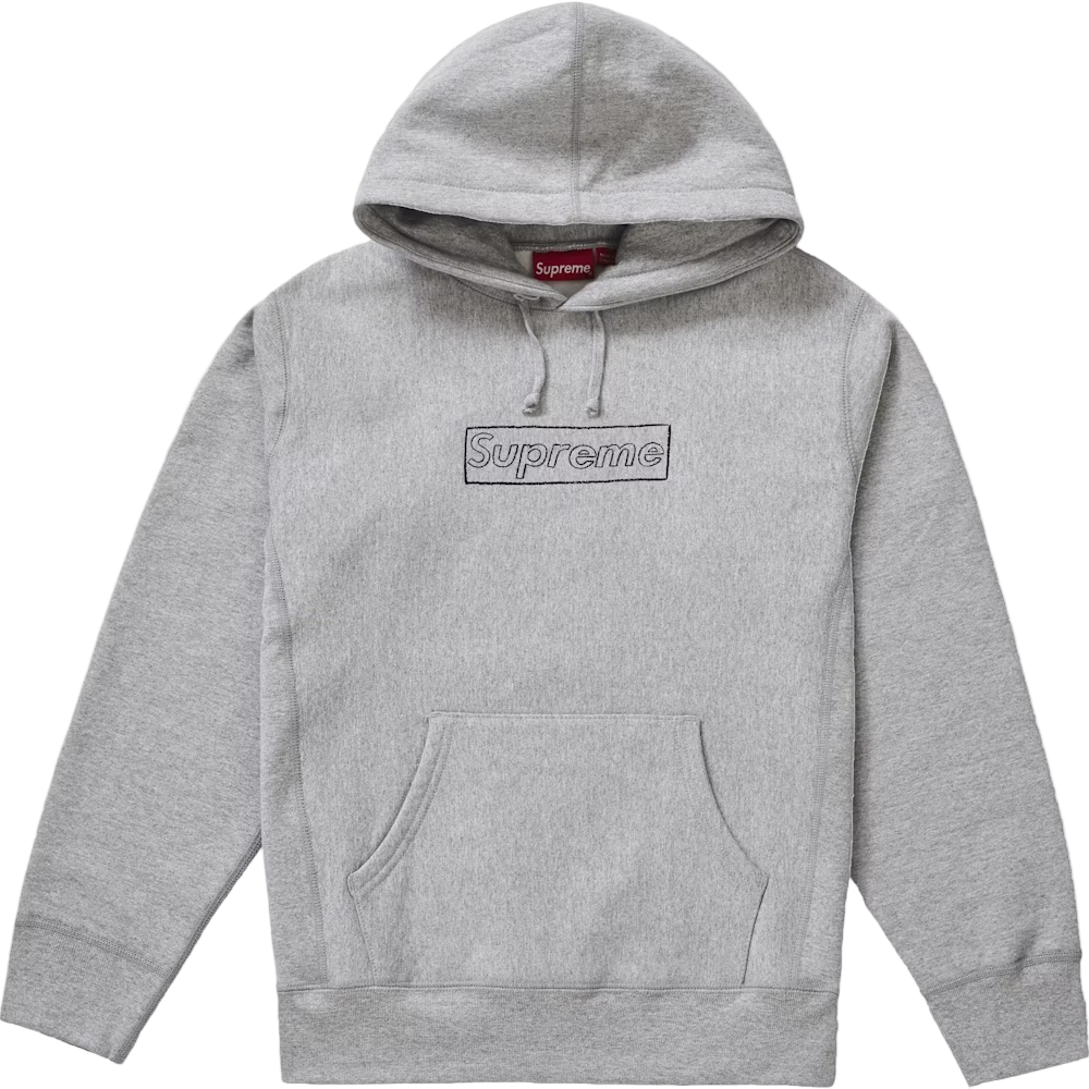Supreme KAWS Chalk Logo Hooded Sweatshirt Heather Grey