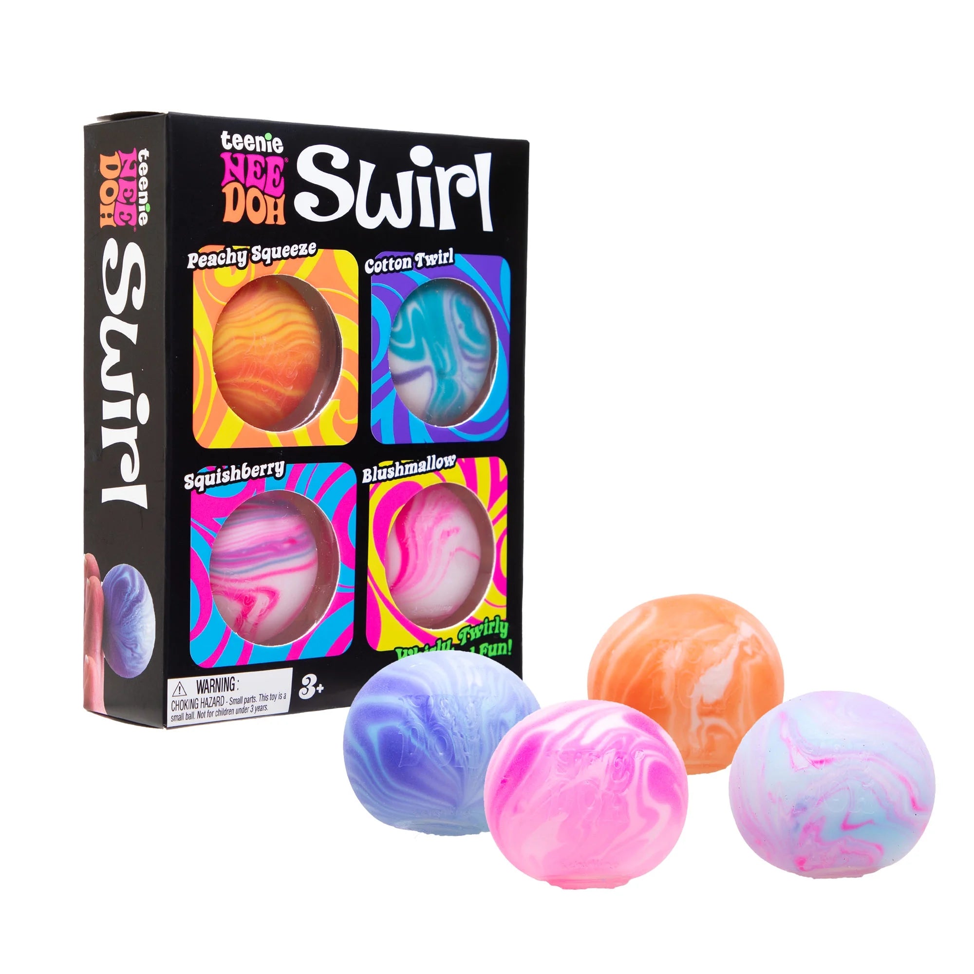 NeeDoh Teenie Swirl, Satisfying Sensory Toy, (4 Pack Colors May Vary)