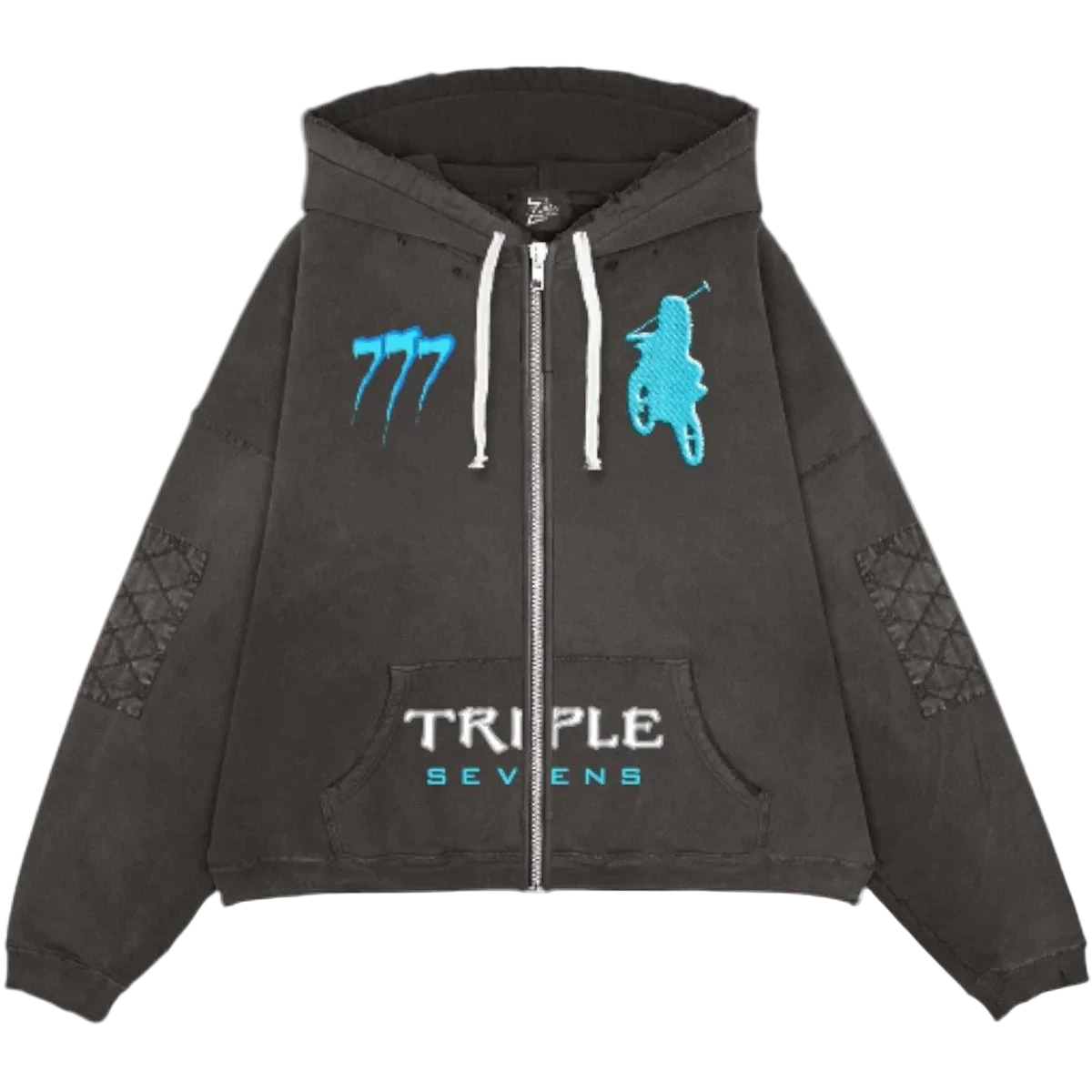 Triple Sevens Moto Zip Up Hoodie Black