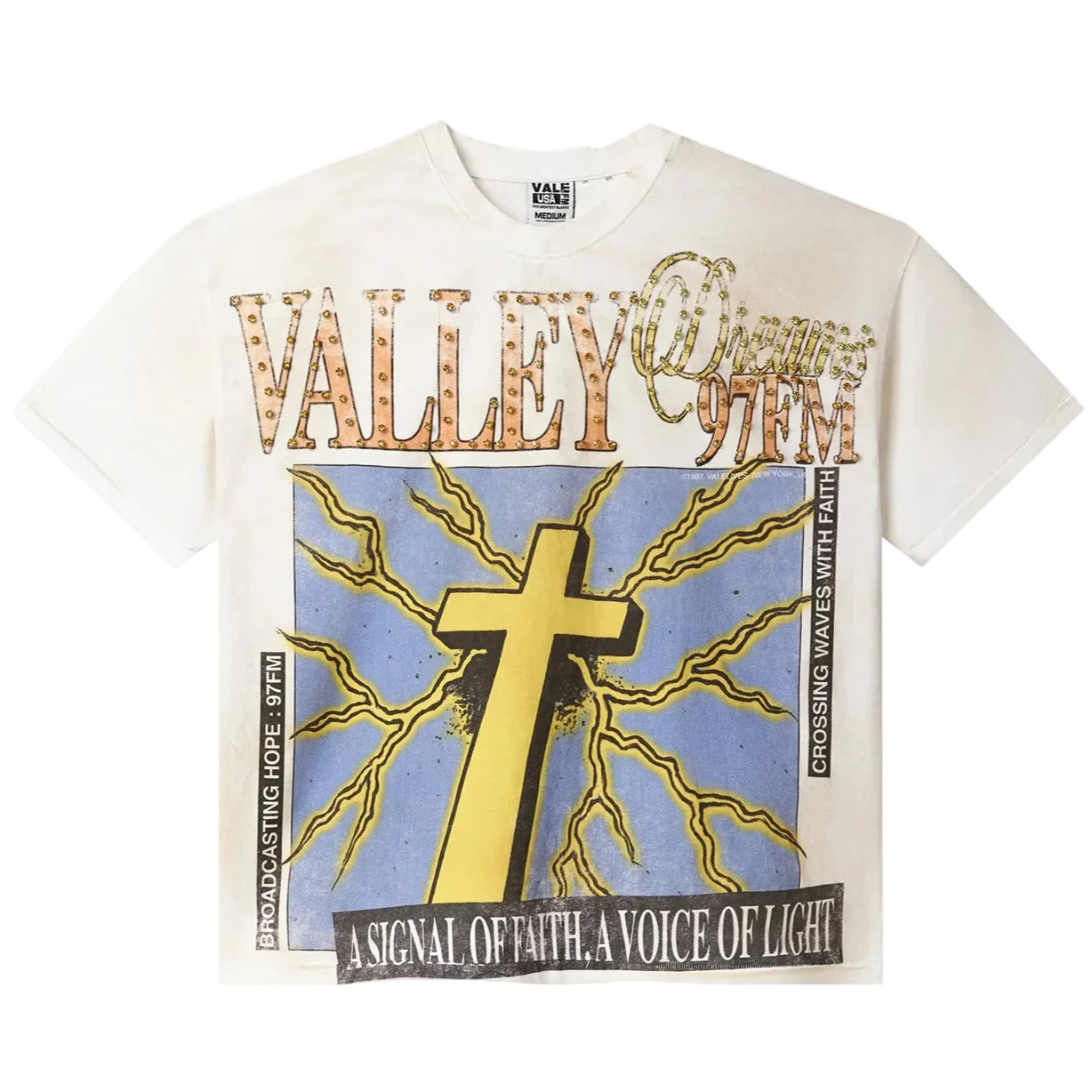 Vale Forever Thunder Cross Bling Tee Cream