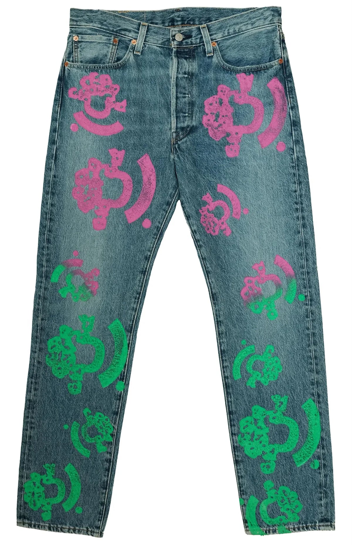 Denim Tears Bstroy Tears 501 Light Wash Jean Pink/Green