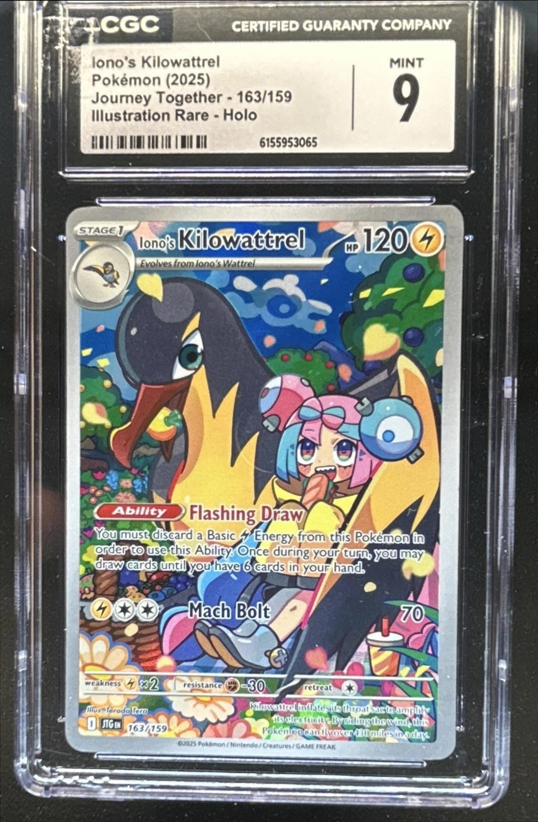Iono's Kilowattrel - 163/159 - (CGC GRADED 9) - SV09: Journey Together (JTG)