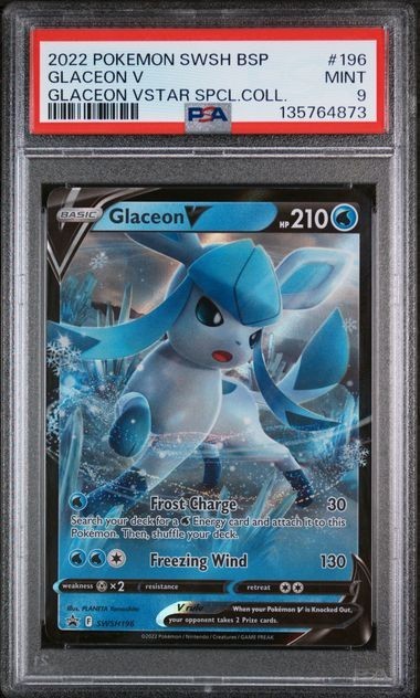 Glaceon V -  SWSH196 - (PSA GRADED 9) - SWSH: Sword & Shield Promo Cards (SWSD)