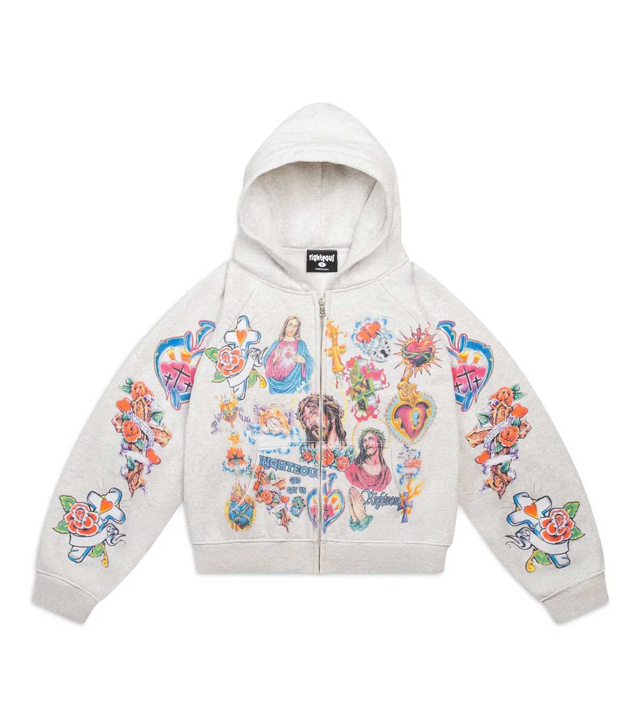 Righteous Rise King Zip Up Hoodie Grey