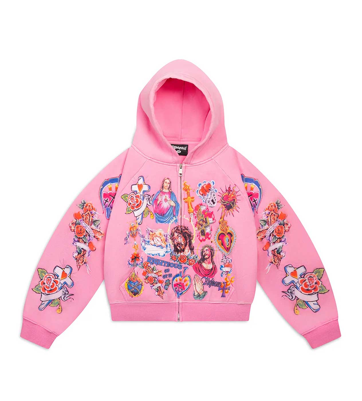 Righteous Rise King Zip Up Hoodie Pink