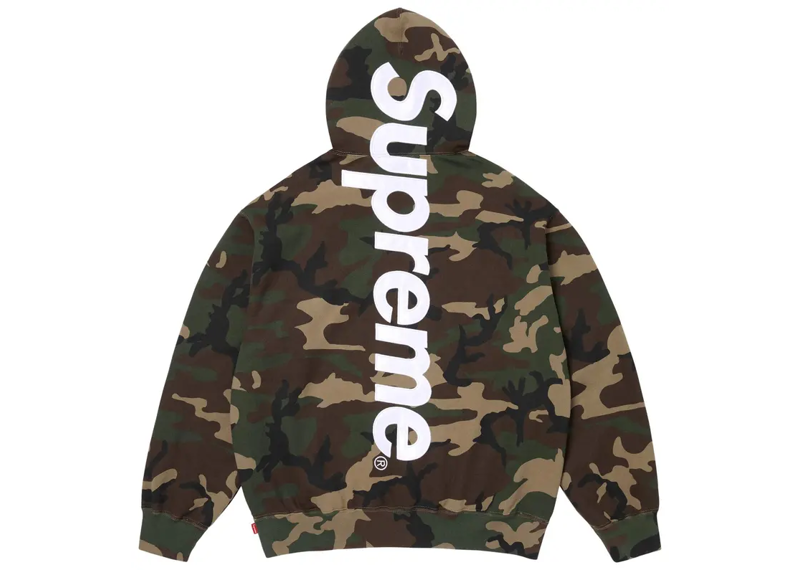 Supreme Satin Applique Hooded Sweatshirt Woodland Camo