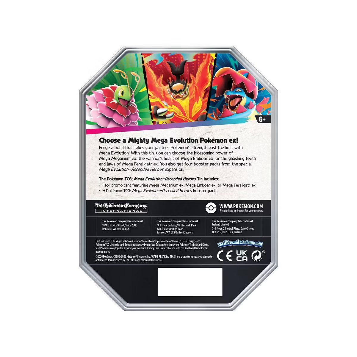 2026 Pokémon Mega Evolution Ascended Heroes Mega Feraligatr ex Tin