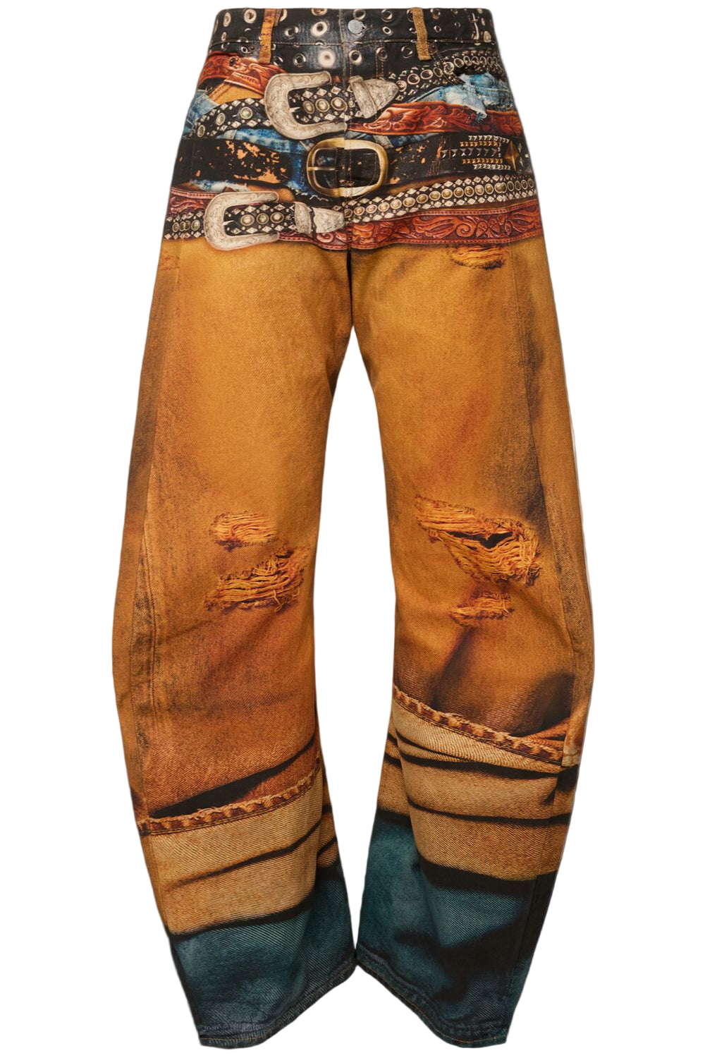 Acne Studios Orange Stacked Belts Jeans