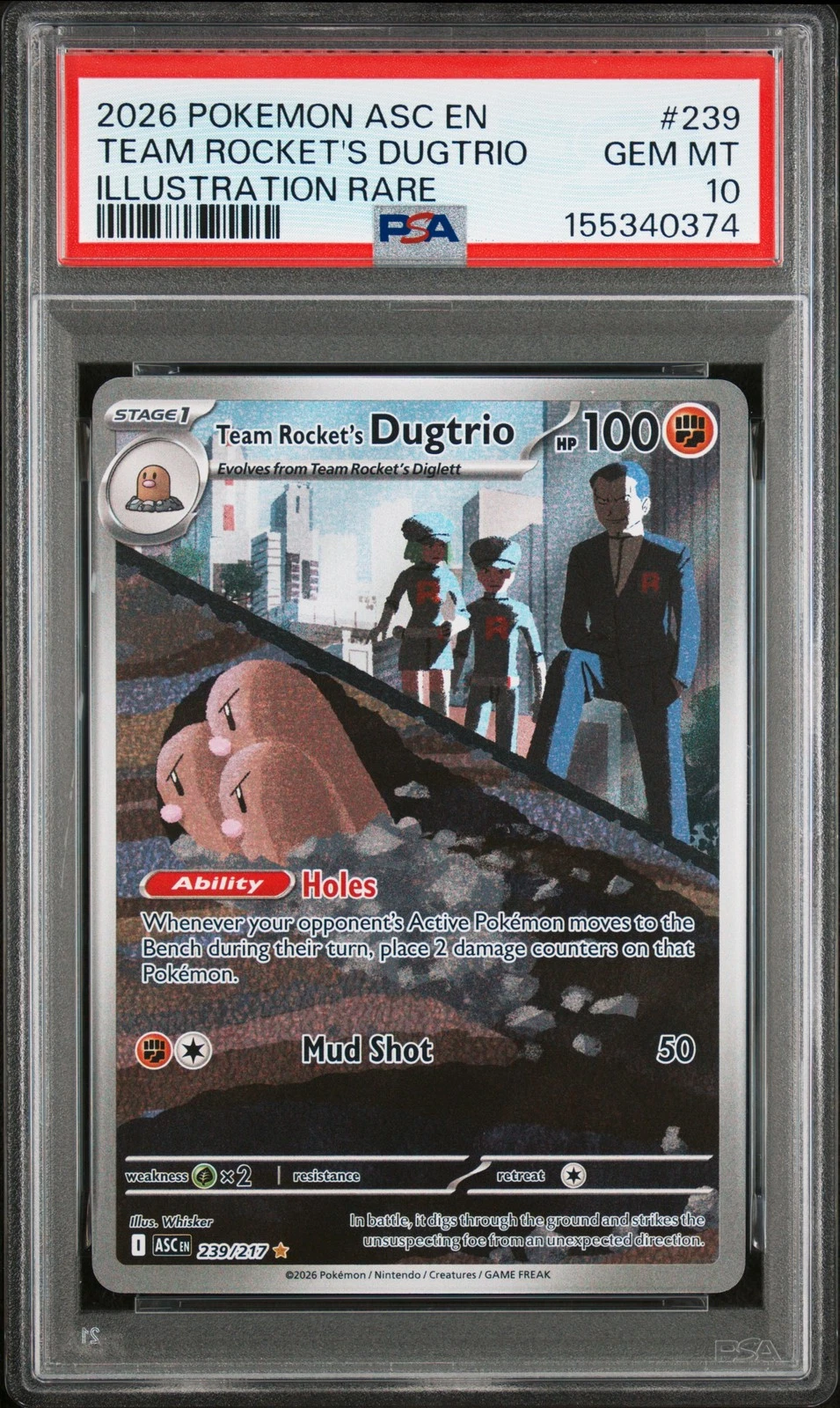 Team Rocket's Dugtrio - 239/217 - (PSA GRADED 10) - ME: Ascended Heroes (ASC)