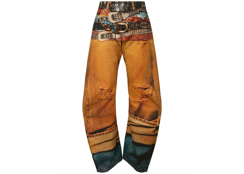 Acne Studios Orange Stacked Belts Jeans