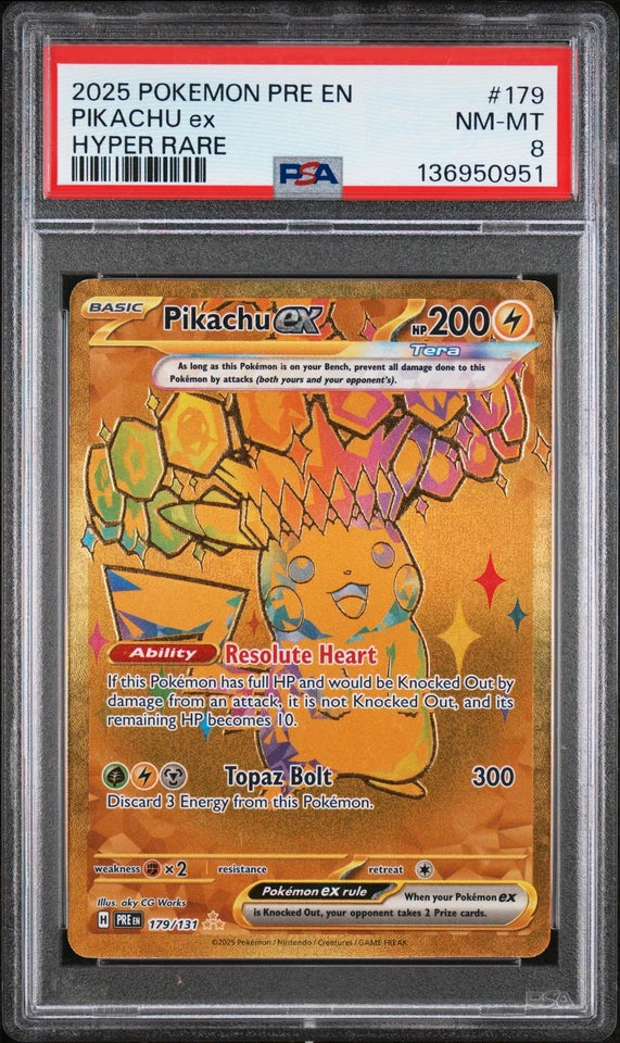 Pikachu ex - 179/131 - (PSA 8 GRADED) - SV: Prismatic Evolutions (PRE)